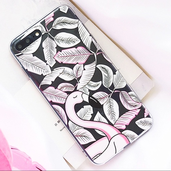 LAST 1! NEW iPhone 7/8 Flamingo Palm Clear Case - Picture 2 of 3